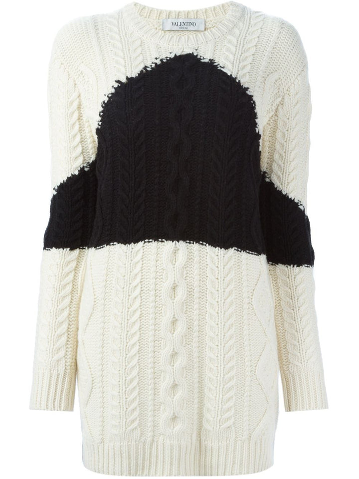 VALENTINO Virgin Wool-Cashmere Cabel Knit Pullover Jumper Sweater Size M Medium Ladies