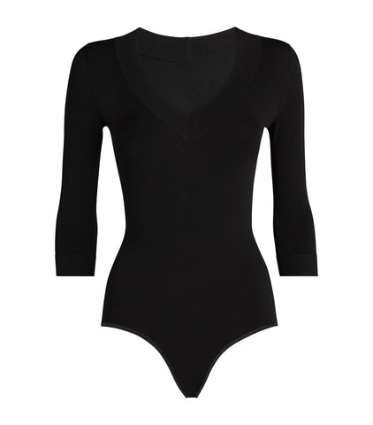 Azzedine Alaïa Alaia Black Wool Blend Bodysuit Top Runaway Collection Size XS ladies