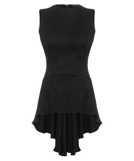Alexander McQueen Black Drape Satin Peplum Top I 40 UK 8 US 4 S Small Ladies