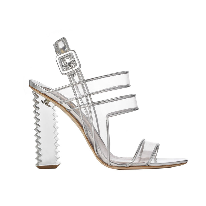 Aperlai Paris KIARA SANDALS SILVER TRANSPARENT VINYL Size 41 Shoes Ladies