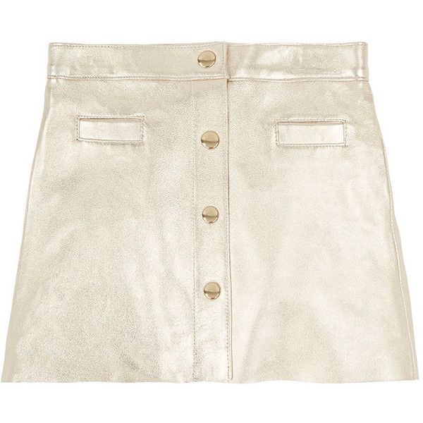 Bonpoint Snap-Front Grained Gold Leather Skirt Size 12 years Children
