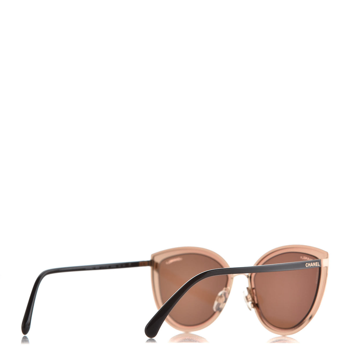 CHANEL Limited Edition 18K Gold Metal Cat Eye Sunglasses 4222 Pink Gold ladies