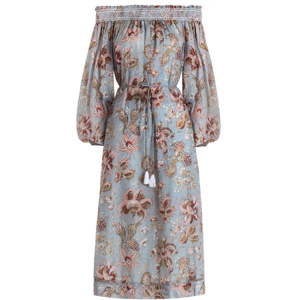 ZIMMERMANN  Multi Pavilion Off The Shoulder Smock Casual Maxi Dress Size 1 S small ladies