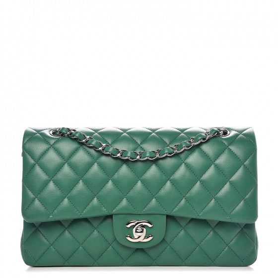 CHANEL Runaway Lambskin Quilted Medium Double Flap Green Bag Handbag ladies