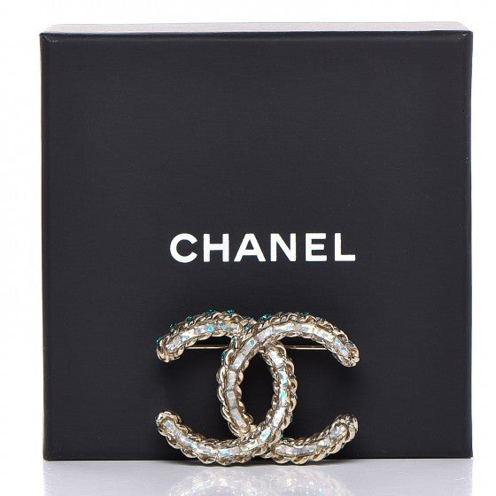 CHANEL Iridescent Crystal CC Brooch Green SOLD OUT Limited Edition Ladies