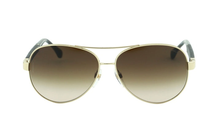 CHANEL 4195Q Havana Brown Leather Quilting Aviator Sunglasses LADIES