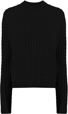 J.Crew Black Wool Blend Cable Knit Sweater Jumper Size S small ladies