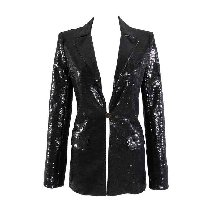 Chanel Rare Sequins Cocktail Jacket with White Contrast Sleeves F 40 UK 12 US 8 Ladies