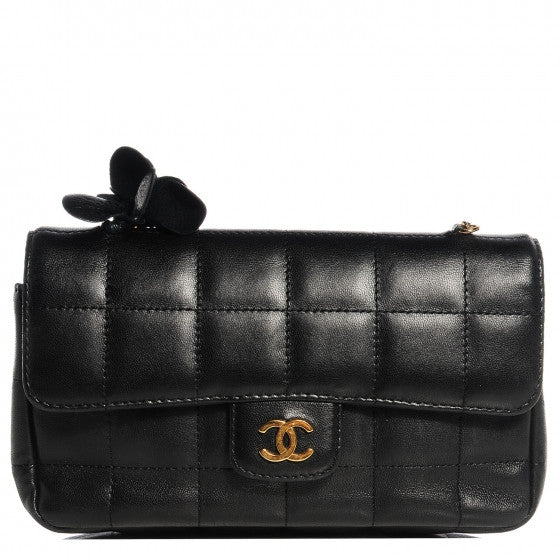 CHANEL Lambskin Mini Flap Black Bag Handbag Ladies