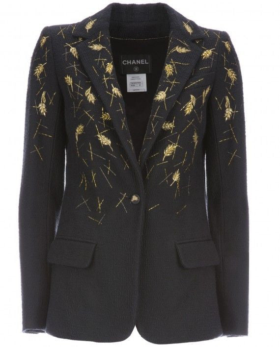 Chanel Amazing Rare Jacket with sheath of wheat hand Embroidery F 38 UK 10 US 6 Ladies