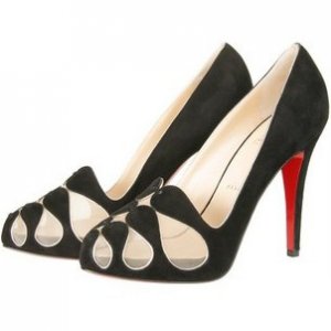 Christian Louboutin Moira Black Mesh Suede Pumps Shoes Ladies