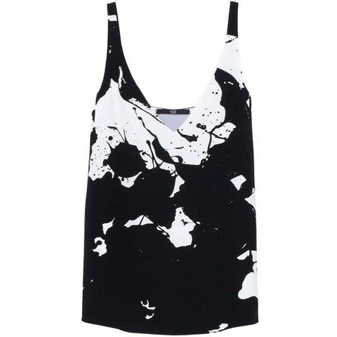 TIBI Black Paint Splatter tank top blouse Size US 6 UK 10 ladies