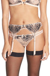 L'AGENT BY AGENT PROVOCATEUR Dani Leavers lace and tulle soft-cup triangle bra + Suspender Belt S Small Ladies