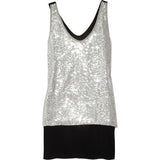 Diane Von Furstenberg Desta Embellished Top Silver Sequins Black Silk Club DVF Size 4 S Small NEW Ladies