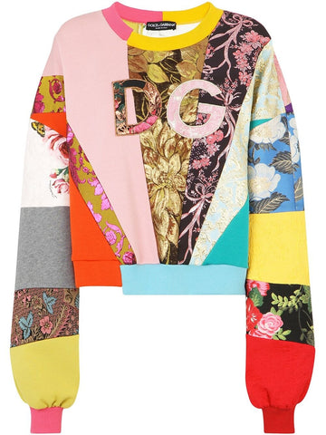 Dolce & Gabbana Iconic In Stores now logo-embroidered patchwork sweatshirt I 38 ladies