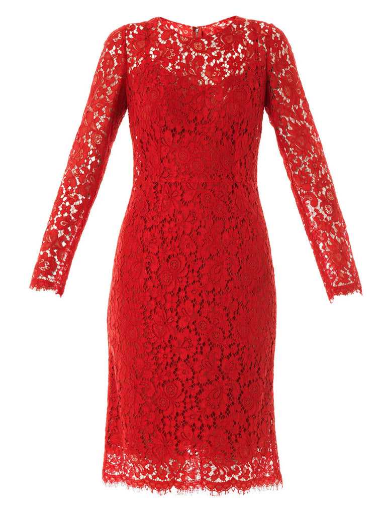 Dolce & Gabbana Red Runaway Lace Shift Dress Ladies Dolce & Gabbana Red Runaway Lace Shift Dress Ladies