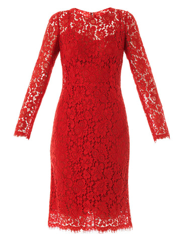 Dolce & Gabbana Red Runaway Lace Shift Dress Ladies