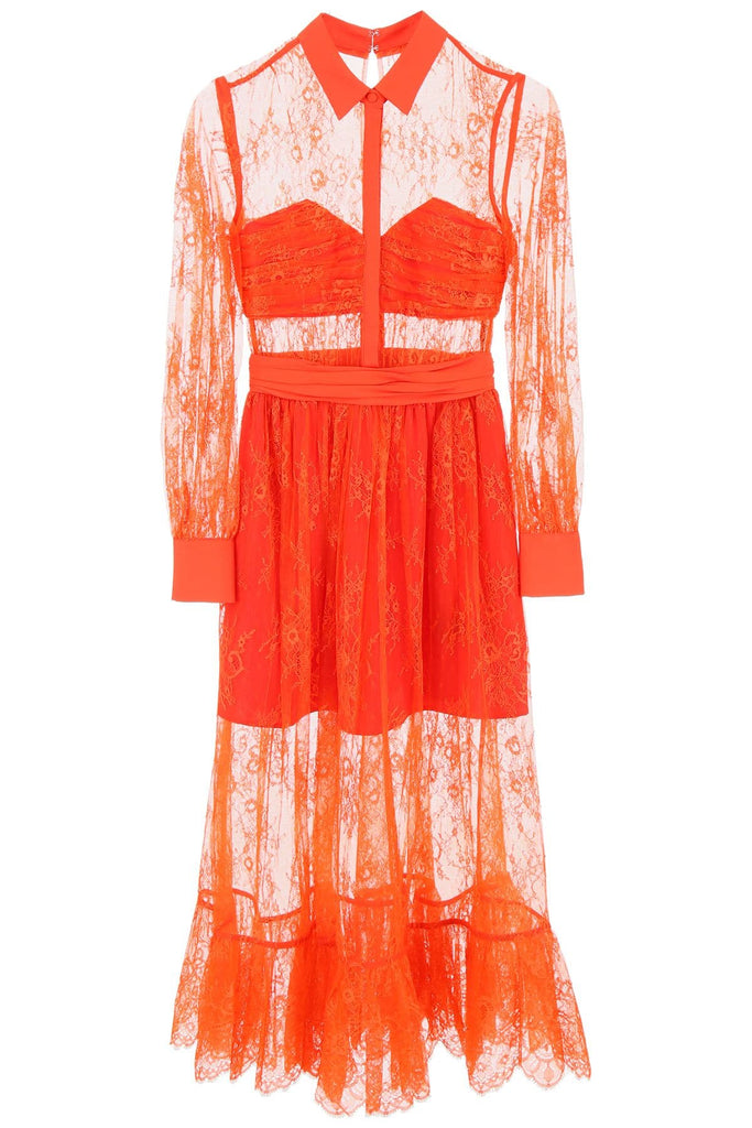 self portrait orange lace midi dress Self-Portrait Lace Midi Dress