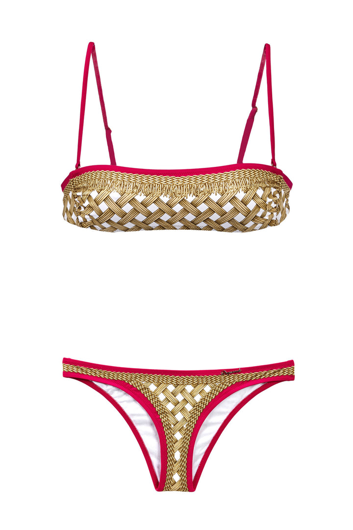 DSquared2 Gold Two-piece Swimsuit I 42 M New with Tags Ladies