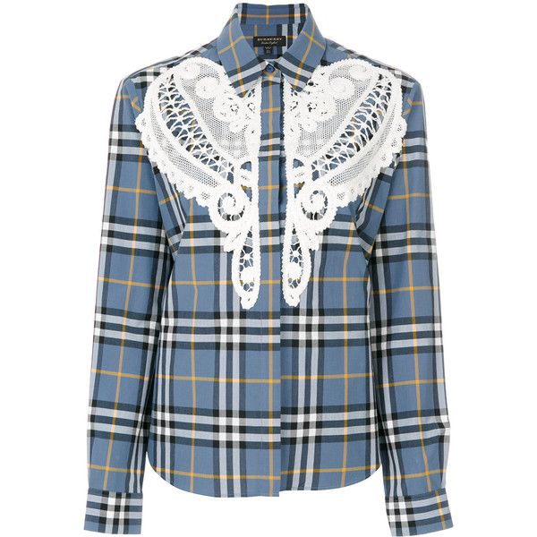 Burberry check plaid lace trim shirt Size I 38 UK 6 US 4 ladies