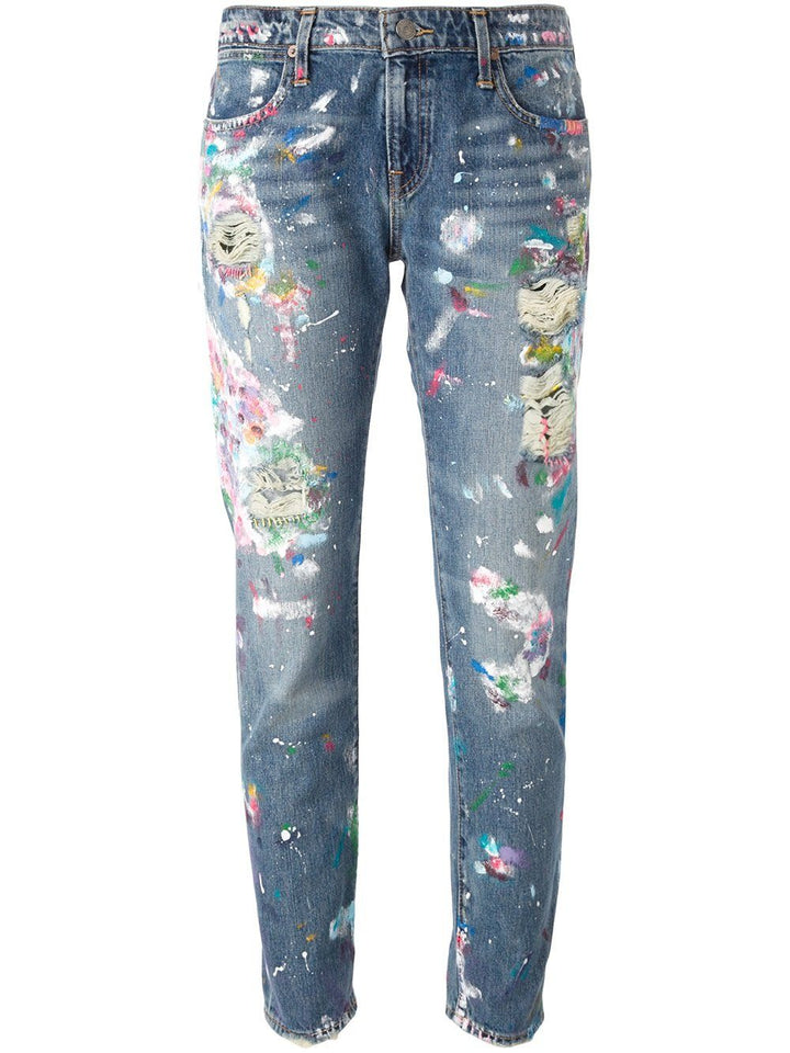 RALPH LAUREN Polo Astor Boyfriend Jean Paint Splatter Size 26 ladies