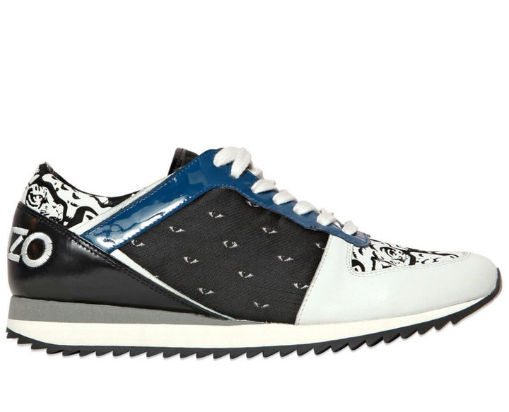KENZO Eye Tiger-print leather and canvas SNEAKERS TRAINERS SHOES Sz 38 UK 5 US 8 Ladies
