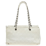 Chanel White Quilted Crackled Patent Leather The Ritz Shoulder Bag Ladies