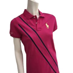 Ralph Lauren WOMENS BLUE LABEL PONY BANNER-STRIPE POLO SHIRT TOP SIZE M Medium Ladies