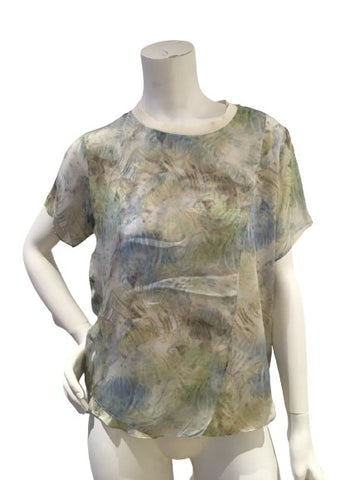 Theyskens Theory silk printed sheer top blouse size S Small ladies