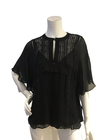 Talie nk silk lace trim tunic Size F 40 UK 12 US 8