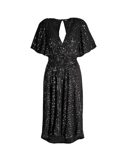 knee length denim dress MAJE Sequin-embellished midi dress Size 3 L large ladies – Afashionistastore