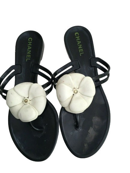 CHANEL Summer Camellia Slide Sandals Thong SIZE 37 UK 4 US 7 ladies