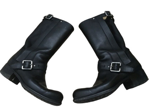 Christian Dior Shearling Black Biker Boots Size 39 UK 6 US 9 ladies