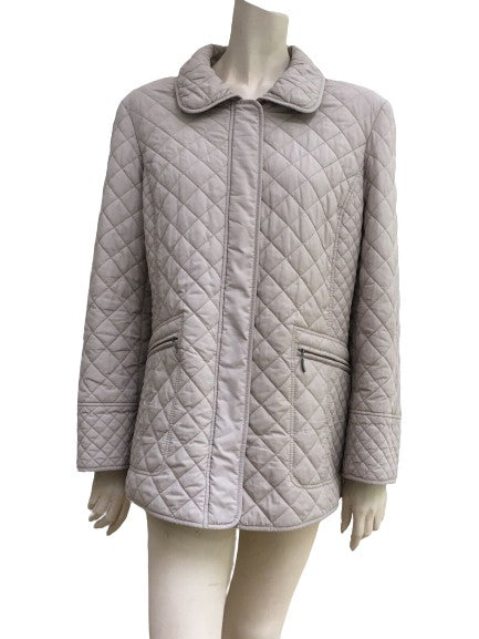 WINDSMOOR Cream Classic Collar Criss Cross Quilted Short Jacket Size L Large ladies