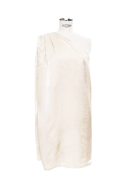 ACNE Studios Wanted beige satin one-shoulder draped dress  Ladies