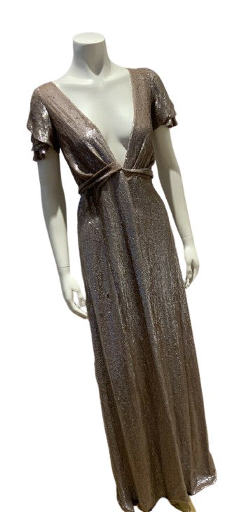 JASMINE DI MILO RUNAWAY COUTURE SEQUINS PURPLE DRESS GOWN SMALL ladies