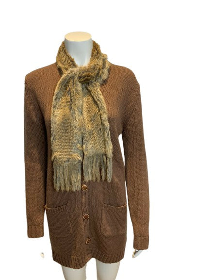 JOSEPH Women’s Cashmere & Wool Knit Cardigan Rabbit Fur Scarf Size M medium ladies