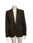 RALPH LAUREN Black Label Pinstriped Brown Blazer Jacket Size US 12 UK16 ladies