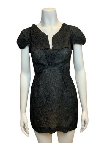 RUNAWAY Silk Organza Little Black Jacquard Dress Size 0 XXS ladies