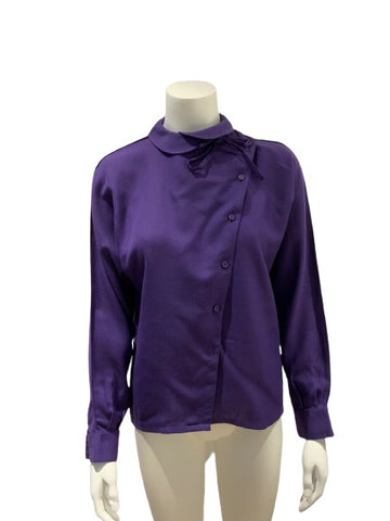 Guy Laroche PARIS 1960's Purple Wool Blouse Size F 34 UK 6 US 2 XS ladies