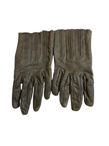ALLSAINTS Grey Leather Short Gloves Size M / L Medium Large ladies