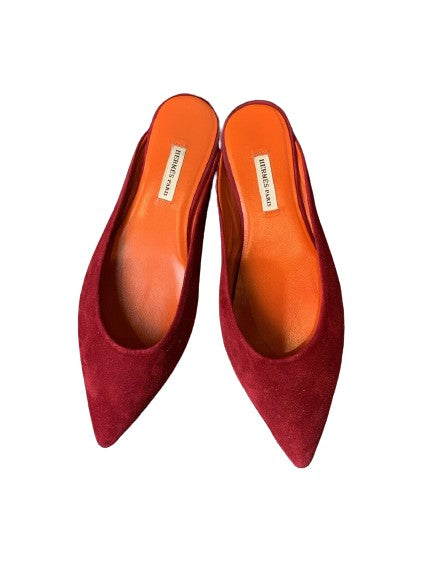 HERMES Hermès Burgundy Suede Mules Flats SHOES SIZE 38 US 8 UK 5 ladies