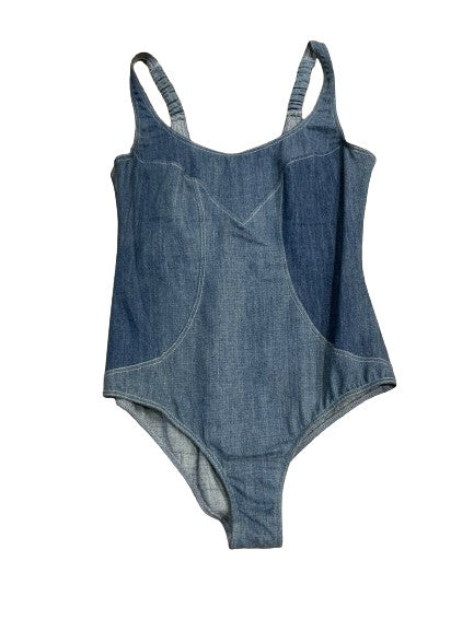 CHANEL 08P 2008 ICONIC DENIM JEANS ON E PIECE SWIMSUIT SIZE F 40 UK 12 US 8 ladies