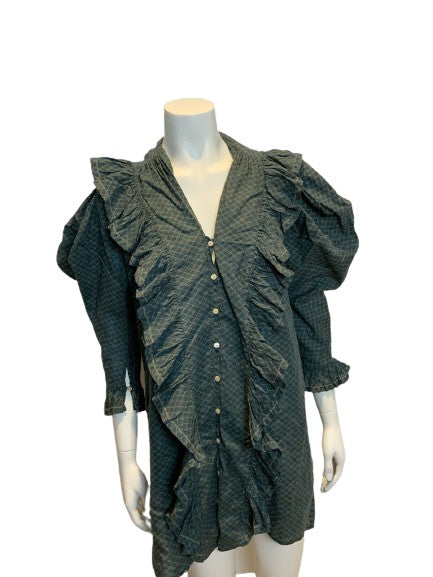 RALPH LAUREN RR Double R Ruffle Mini Linen & Cotton Dress Size US 2 UK 6 XS ladies