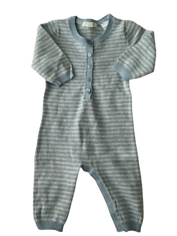 Purebaby Organic Cotton Baby Boy Knit Growsuit Overcast Stripe All in One 0-3 month children