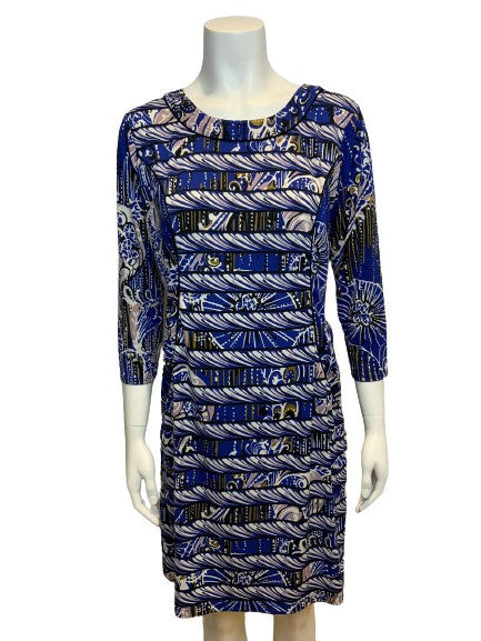 BCBG MAX AZRIA BLUE PRINTED TUNIC DRESS SIZE L LARGE LADIES   Afashionistastore