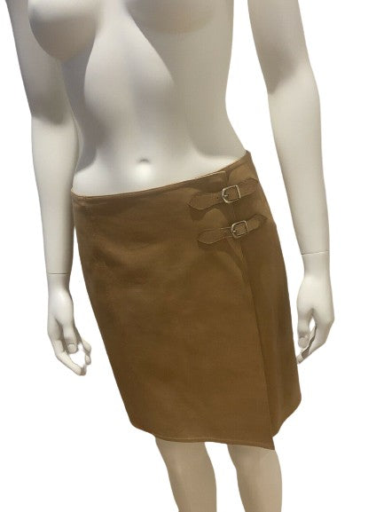 Ralph Lauren Lambs leather beige wrap skirt US 4 UK 8 S Small ladies