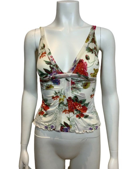 Etro Floral Print V-Neck Spaghetti Strap Top Size I 40 UK 8 US 4 S small ladies