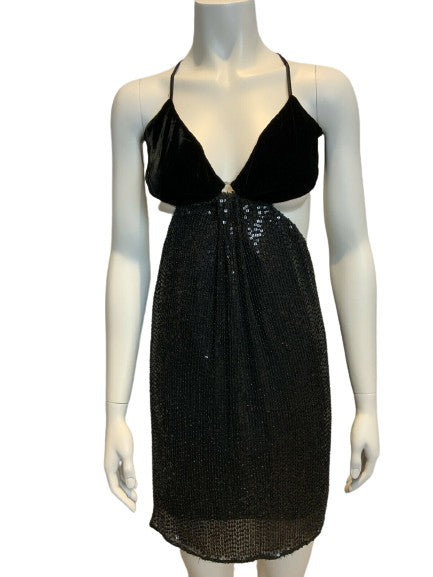 Cynthia Steffe Sequin Embellished Mini Sexy Velvet Bra Top Dress Size 0 XXS ladies