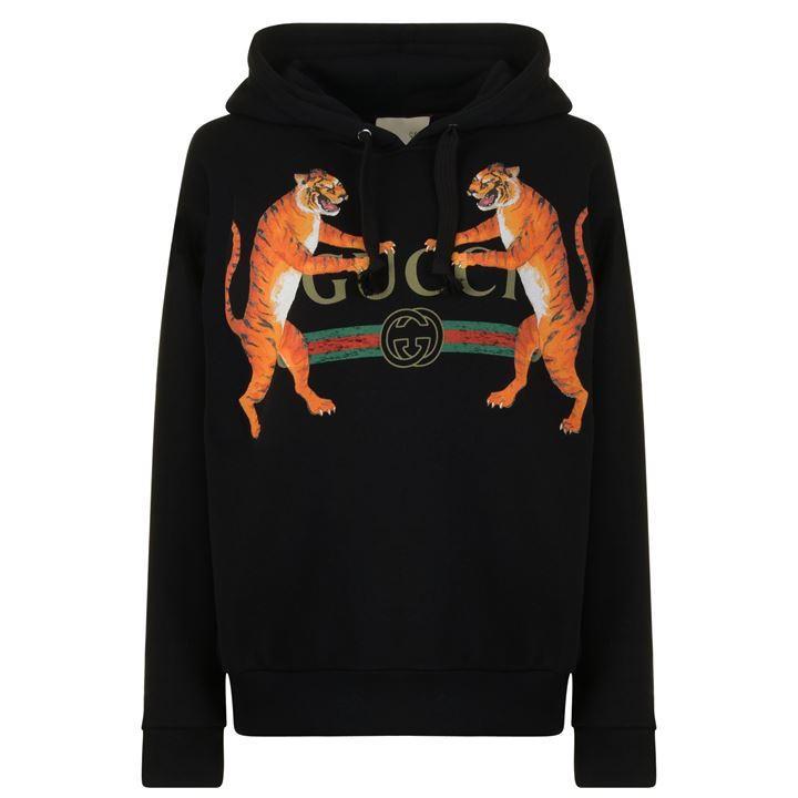 GUCCI tiger black logo sweatshirt top hoodie Size XS ladies